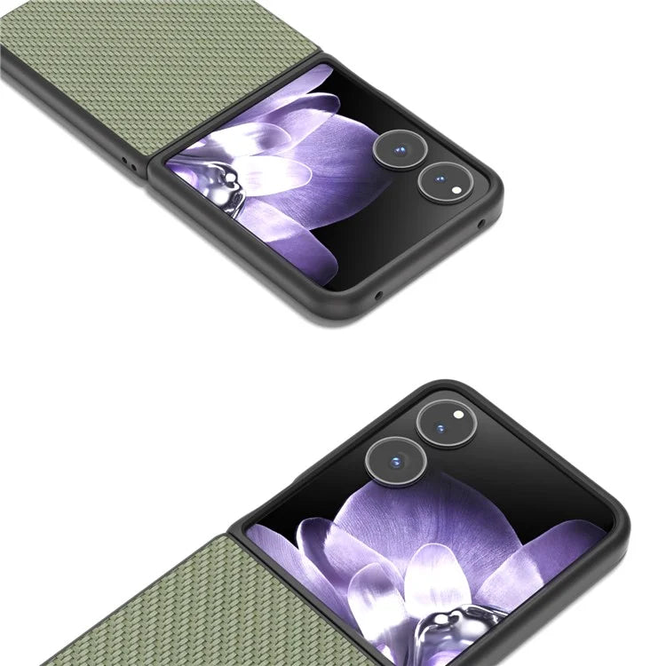 For Xiaomi Mix Flip 5G Case Carbon Fiber Texture PU+PC Phone Cover