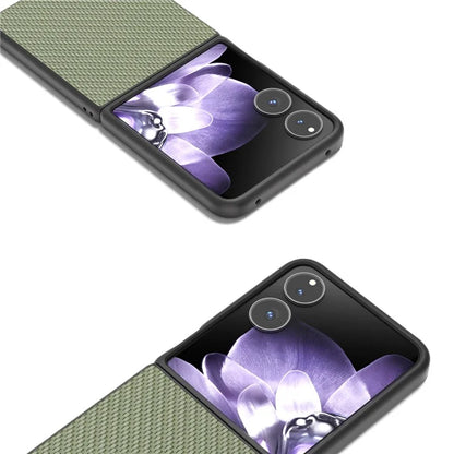 For Xiaomi Mix Flip 5G Case Carbon Fiber Texture PU+PC Phone Cover