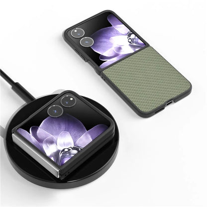 For Xiaomi Mix Flip 5G Case Carbon Fiber Texture PU+PC Phone Cover