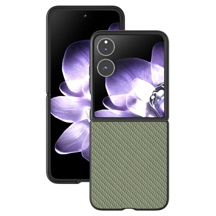 For Xiaomi Mix Flip 5G Case Carbon Fiber Texture PU+PC Phone Cover
