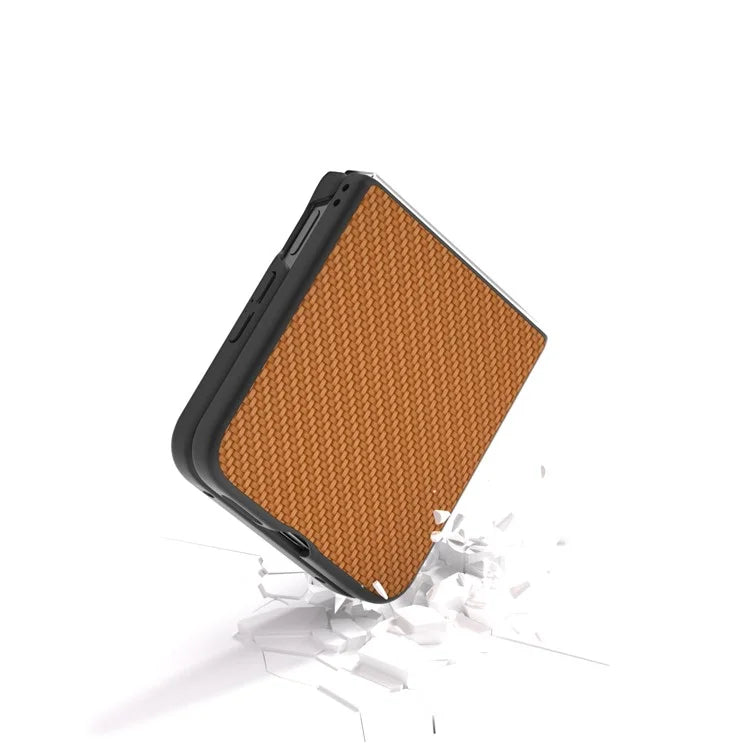 For Xiaomi Mix Flip 5G Case Carbon Fiber Texture PU+PC Phone Cover