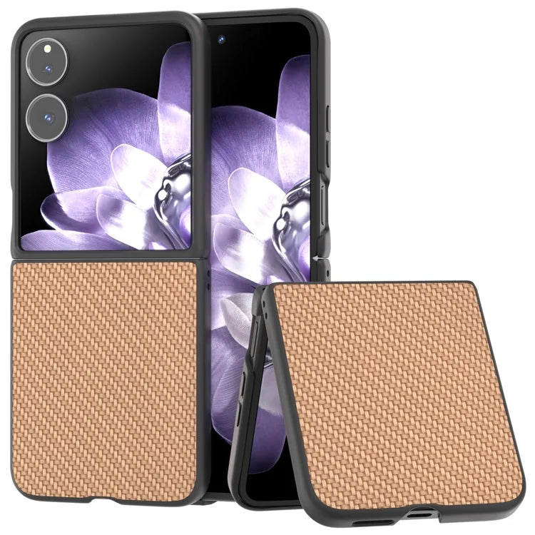 For Xiaomi Mix Flip 5G Case Carbon Fiber Texture PU+PC Phone Cover