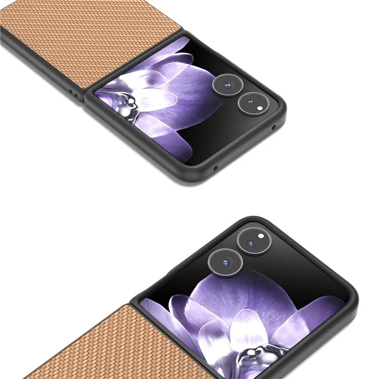 For Xiaomi Mix Flip 5G Case Carbon Fiber Texture PU+PC Phone Cover