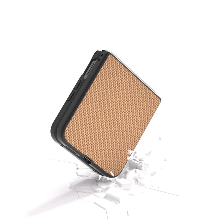 For Xiaomi Mix Flip 5G Case Carbon Fiber Texture PU+PC Phone Cover