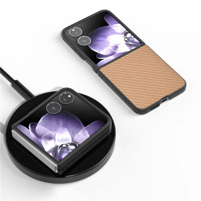 For Xiaomi Mix Flip 5G Case Carbon Fiber Texture PU+PC Phone Cover