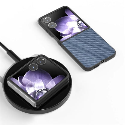 For Xiaomi Mix Flip 5G Case Carbon Fiber Texture PU+PC Phone Cover