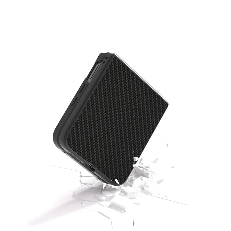 For Xiaomi Mix Flip 5G Case Carbon Fiber Texture PU+PC Phone Cover