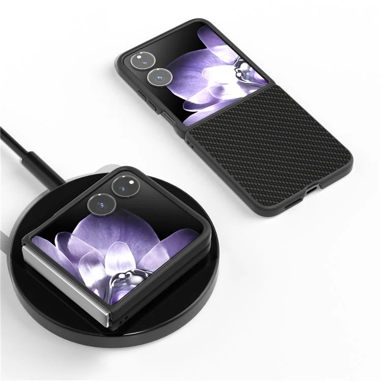For Xiaomi Mix Flip 5G Case Carbon Fiber Texture PU+PC Phone Cover