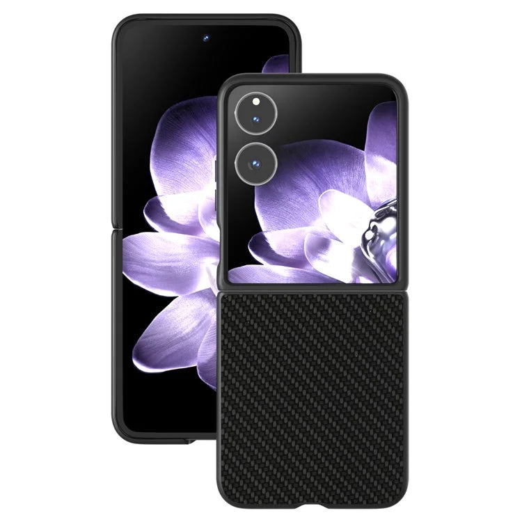 For Xiaomi Mix Flip 5G Case Carbon Fiber Texture PU+PC Phone Cover