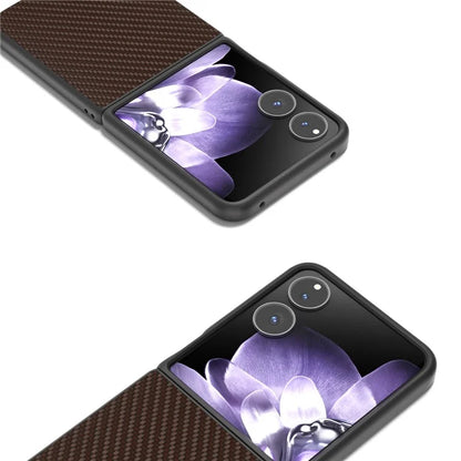For Xiaomi Mix Flip 5G Case Carbon Fiber Texture PU+PC Phone Cover