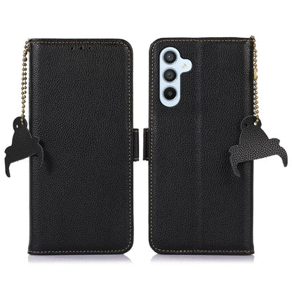 For Samsung Galaxy A16 5G Case RFID Blocking Textured Genuine Cow Leather Phone Cover