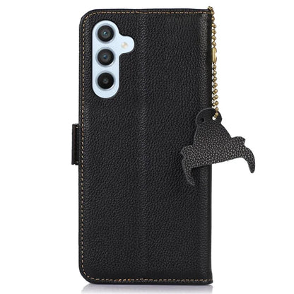 For Samsung Galaxy A16 5G Case RFID Blocking Textured Genuine Cow Leather Phone Cover
