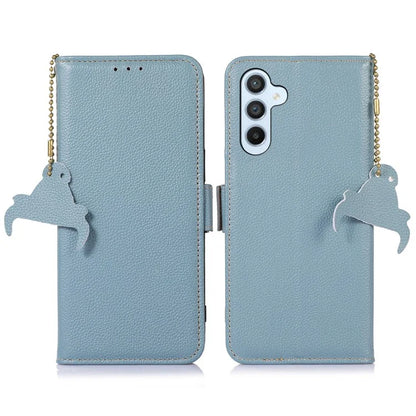 For Samsung Galaxy A16 5G Case RFID Blocking Textured Genuine Cow Leather Phone Cover