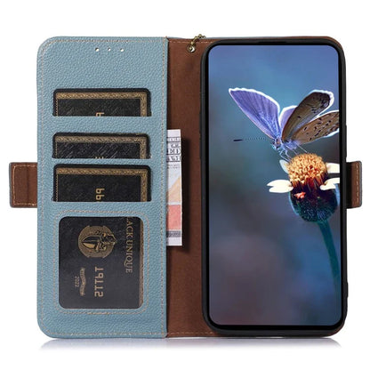 For Samsung Galaxy A16 5G Case RFID Blocking Textured Genuine Cow Leather Phone Cover