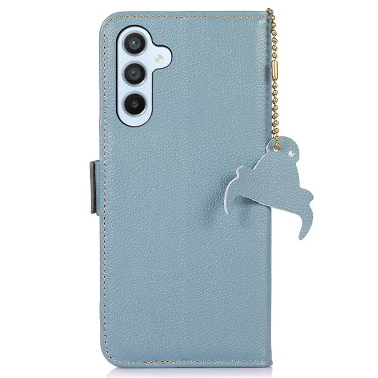 For Samsung Galaxy A16 5G Case RFID Blocking Textured Genuine Cow Leather Phone Cover
