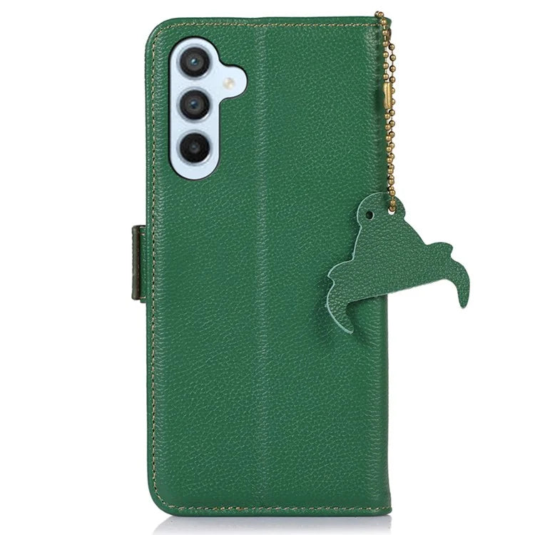 For Samsung Galaxy A16 5G Case RFID Blocking Textured Genuine Cow Leather Phone Cover