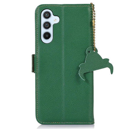 For Samsung Galaxy A16 5G Case RFID Blocking Textured Genuine Cow Leather Phone Cover
