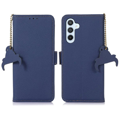 For Samsung Galaxy A16 5G Case RFID Blocking Textured Genuine Cow Leather Phone Cover