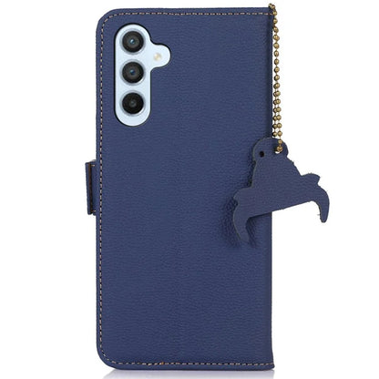 For Samsung Galaxy A16 5G Case RFID Blocking Textured Genuine Cow Leather Phone Cover