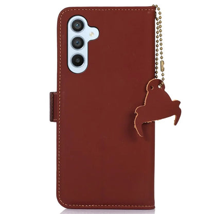 For Samsung Galaxy A16 5G Wallet Case Anti-Drop Genuine Cow Leather Phone Cover RFID Blocking