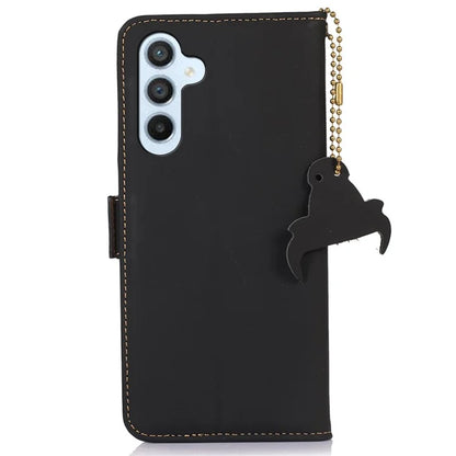 For Samsung Galaxy A16 5G Wallet Case Anti-Drop Genuine Cow Leather Phone Cover RFID Blocking