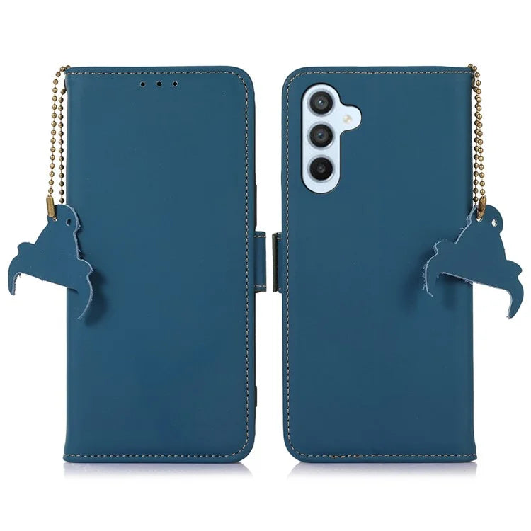 For Samsung Galaxy A16 5G Wallet Case Anti-Drop Genuine Cow Leather Phone Cover RFID Blocking