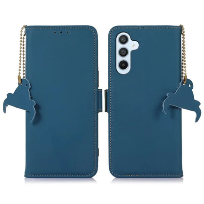For Samsung Galaxy A16 5G Wallet Case Anti-Drop Genuine Cow Leather Phone Cover RFID Blocking