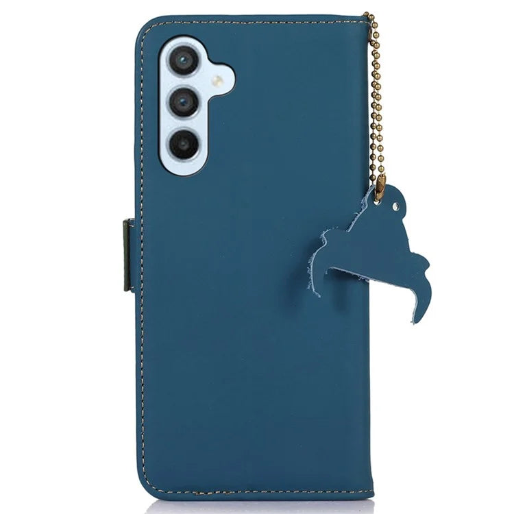 For Samsung Galaxy A16 5G Wallet Case Anti-Drop Genuine Cow Leather Phone Cover RFID Blocking