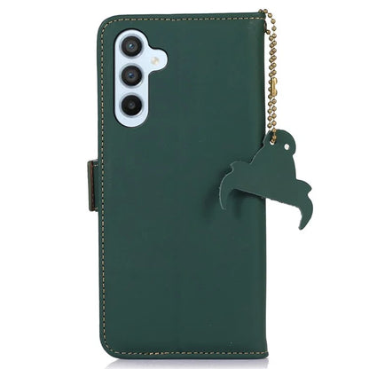 For Samsung Galaxy A16 5G Wallet Case Anti-Drop Genuine Cow Leather Phone Cover RFID Blocking