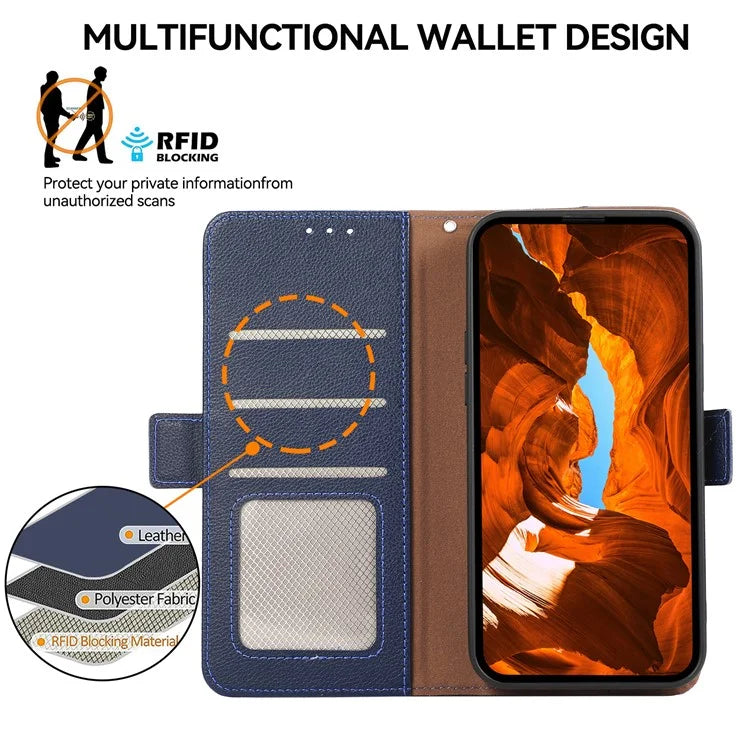 ABEEL For Samsung Galaxy A06 Case Litchi Texture Leather RFID Blocking Phone Cover