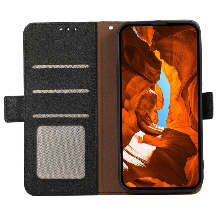 ABEEL For Samsung Galaxy A06 Case Litchi Texture Leather RFID Blocking Phone Cover