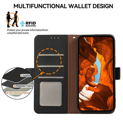 ABEEL For Samsung Galaxy A06 Case Litchi Texture Leather RFID Blocking Phone Cover