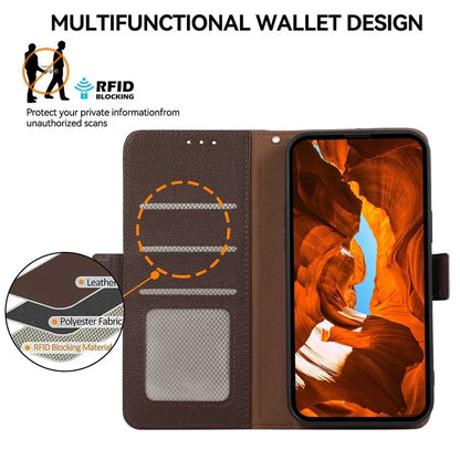 ABEEL For Samsung Galaxy A06 Case Litchi Texture Leather RFID Blocking Phone Cover