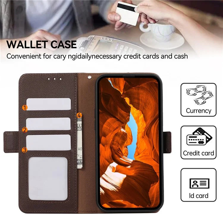 ABEEL For Samsung Galaxy A06 Case Litchi Texture Leather RFID Blocking Phone Cover