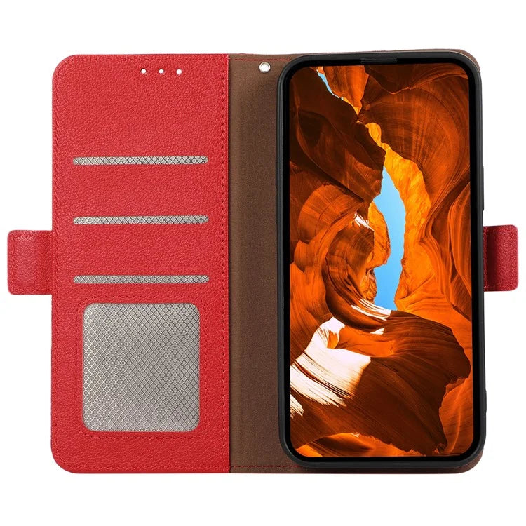 ABEEL For Samsung Galaxy A06 Case Litchi Texture Leather RFID Blocking Phone Cover