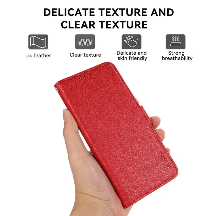 ABEEL For Samsung Galaxy A06 Case Litchi Texture Leather RFID Blocking Phone Cover