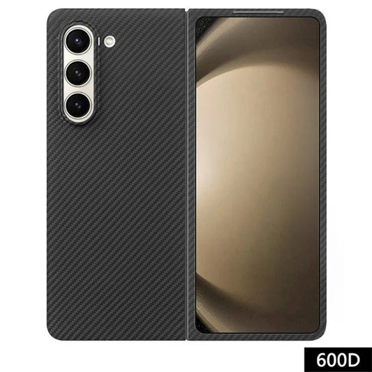 For Samsung Galaxy Z Fold6 5G Case 600D Fine Texture Aramid Fiber Phone Cover - Black