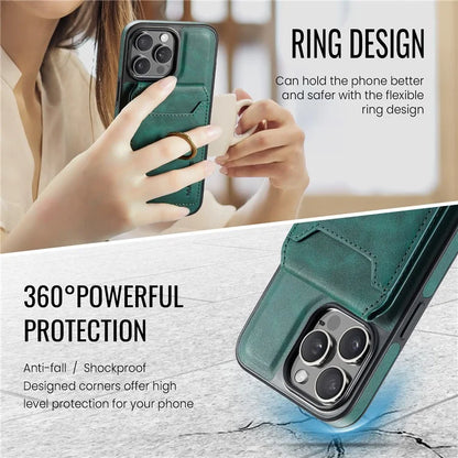 MAGKING K1 Series For iPhone 16 Pro Max Magnetic Case PC+TPU+PU Phone Cover with Card Holder Kickstand