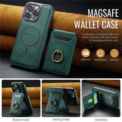 MAGKING K1 Series For iPhone 16 Pro Max Magnetic Case PC+TPU+PU Phone Cover with Card Holder Kickstand
