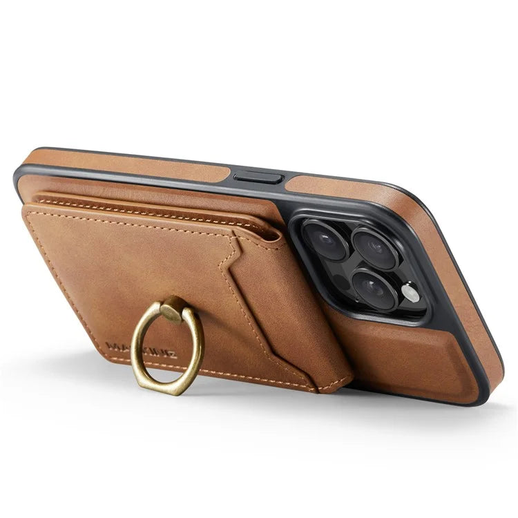MAGKING K1 Series For iPhone 16 Pro Max Magnetic Case PC+TPU+PU Phone Cover with Card Holder Kickstand