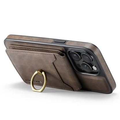 MAGKING K1 Series For iPhone 16 Pro Max Magnetic Case PC+TPU+PU Phone Cover with Card Holder Kickstand