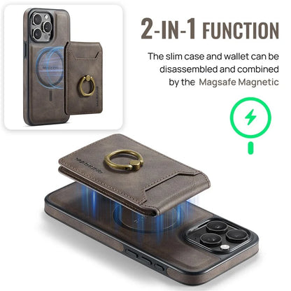 MAGKING K1 Series For iPhone 16 Pro Max Magnetic Case PC+TPU+PU Phone Cover with Card Holder Kickstand
