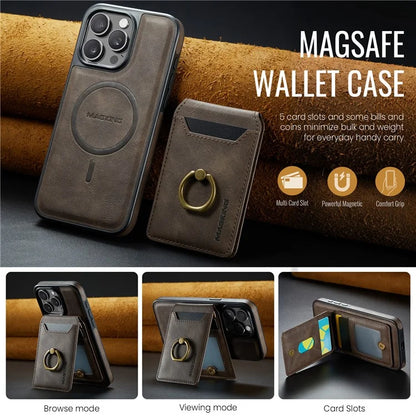MAGKING K1 Series For iPhone 16 Pro Max Magnetic Case PC+TPU+PU Phone Cover with Card Holder Kickstand