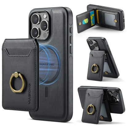 MAGKING K1 Series For iPhone 16 Pro Max Magnetic Case PC+TPU+PU Phone Cover with Card Holder Kickstand