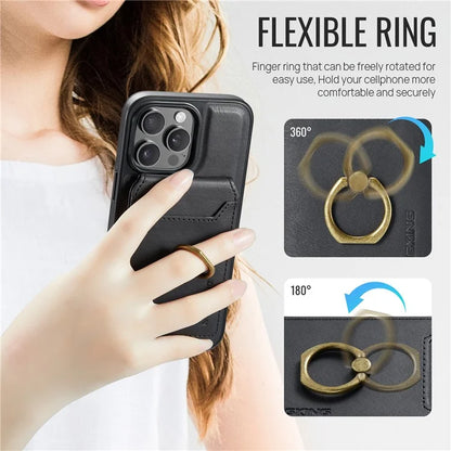 MAGKING K1 Series For iPhone 16 Pro Max Magnetic Case PC+TPU+PU Phone Cover with Card Holder Kickstand