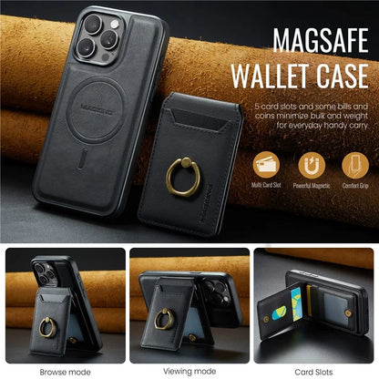 MAGKING K1 Series For iPhone 16 Pro Max Magnetic Case PC+TPU+PU Phone Cover with Card Holder Kickstand