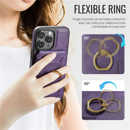 MAGKING K1 Series For iPhone 16 Pro Max Magnetic Case PC+TPU+PU Phone Cover with Card Holder Kickstand