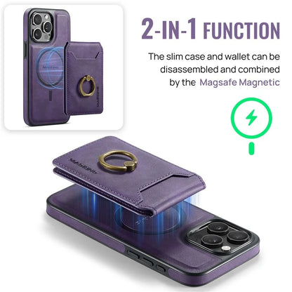 MAGKING K1 Series For iPhone 16 Pro Max Magnetic Case PC+TPU+PU Phone Cover with Card Holder Kickstand