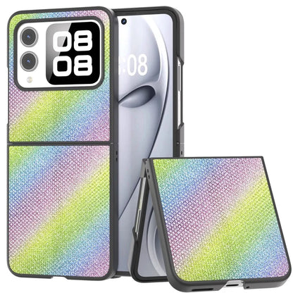 For Huawei nova Flip 5G Case Rhinestone Texture Leather+PC Phone Cover
