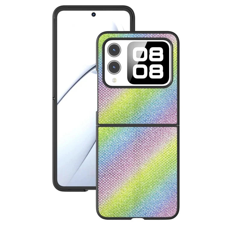For Huawei nova Flip 5G Case Rhinestone Texture Leather+PC Phone Cover